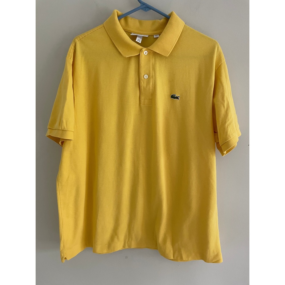 Lacoste Mens Classic Fit Pique Polo Shirt Yellow Short Sleeve FR 8 US 3XL 261002